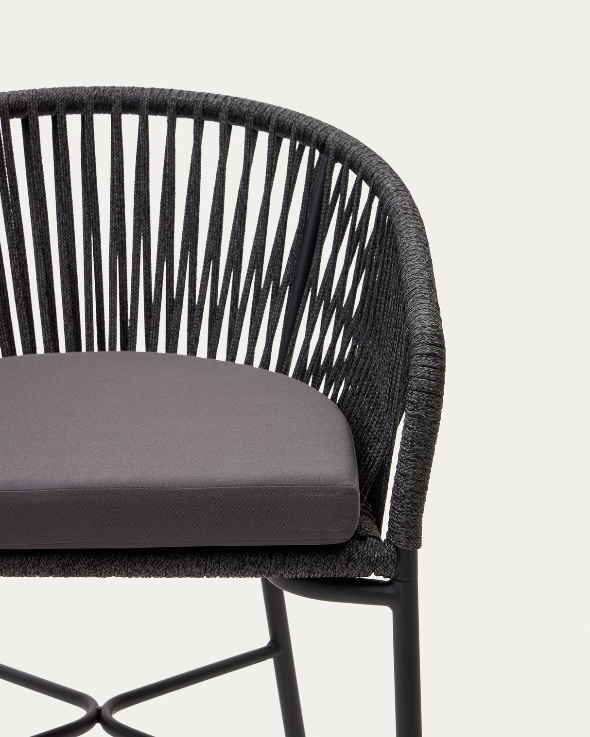 Yanet stapelbarer Hocker aus schwarzem Seil Höhe 80 cm - ZEN ZONE Furniture