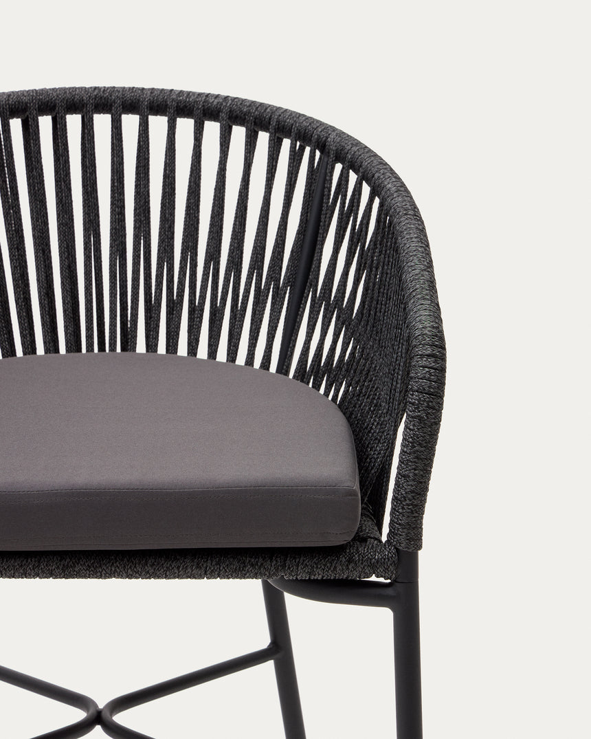 Yanet stapelbarer Hocker aus schwarzem Seil Höhe 80 cm - ZEN ZONE Furniture