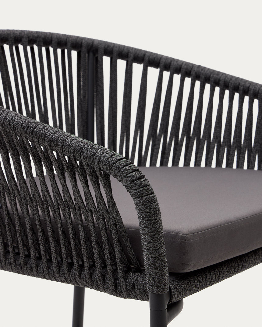 Yanet stapelbarer Hocker aus schwarzem Seil Höhe 80 cm - ZEN ZONE Furniture