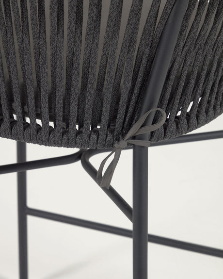 Yanet stapelbarer Hocker aus schwarzem Seil Höhe 80 cm - ZEN ZONE Furniture