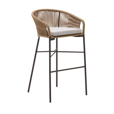 Yanet Hocker aus beigem Seil und verzinktem Stahl Höhe 80 cm - ZEN ZONE Furniture