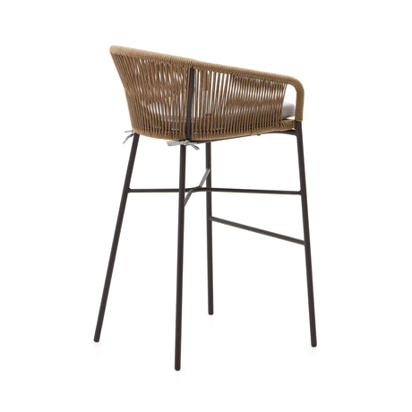 Yanet Hocker aus beigem Seil und verzinktem Stahl Höhe 80 cm - ZEN ZONE Furniture