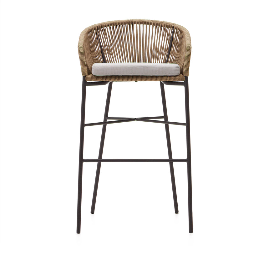 Yanet Hocker aus beigem Seil und verzinktem Stahl Höhe 80 cm - ZEN ZONE Furniture