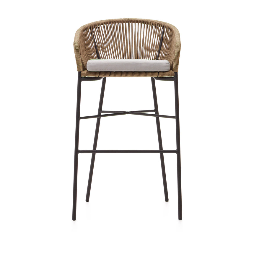 Yanet Hocker aus beigem Seil und verzinktem Stahl Höhe 80 cm - ZEN ZONE Furniture