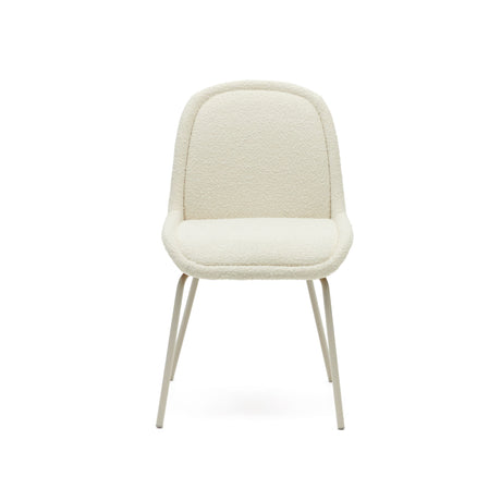 Aimin Stuhl aus weißem Bouclé und Stahlbeinen mit mattbeigem Finish - ZEN ZONE Furniture
