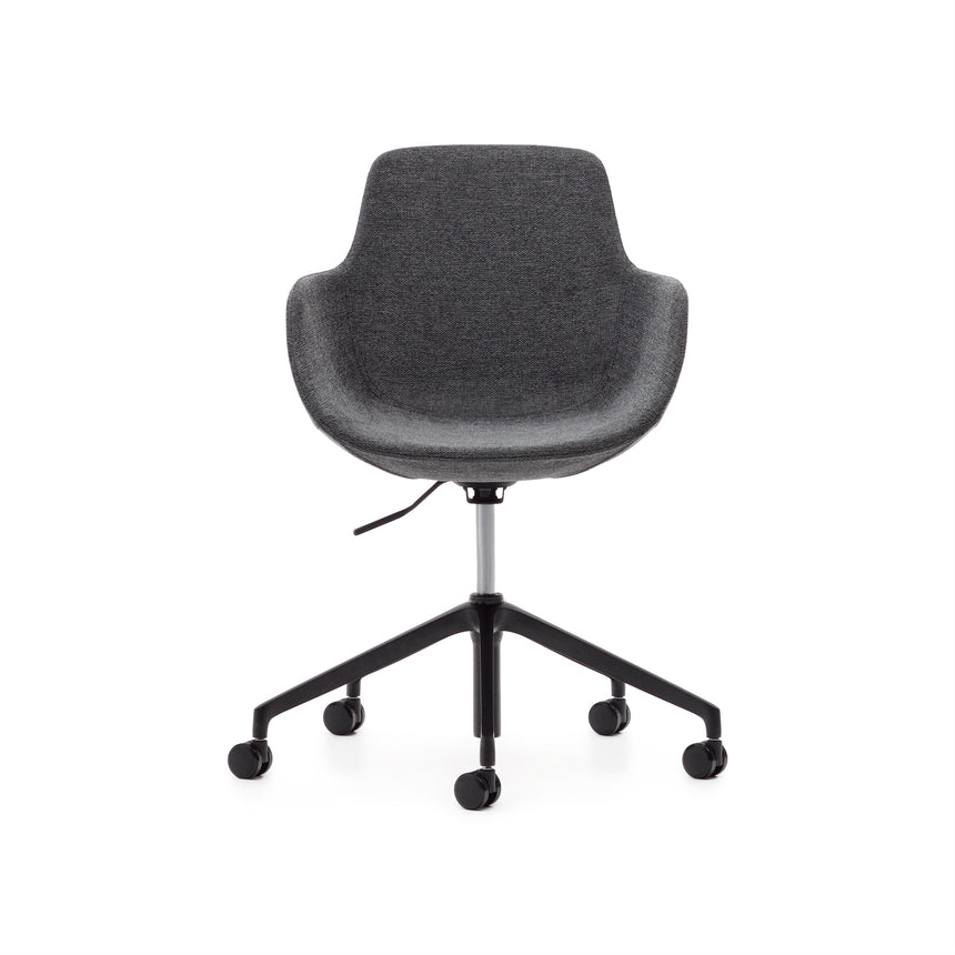 Tissiana Schreibtischstuhl Dunkelgrau und Aluminium mattschwarzer Oberfläche - ZEN ZONE Furniture