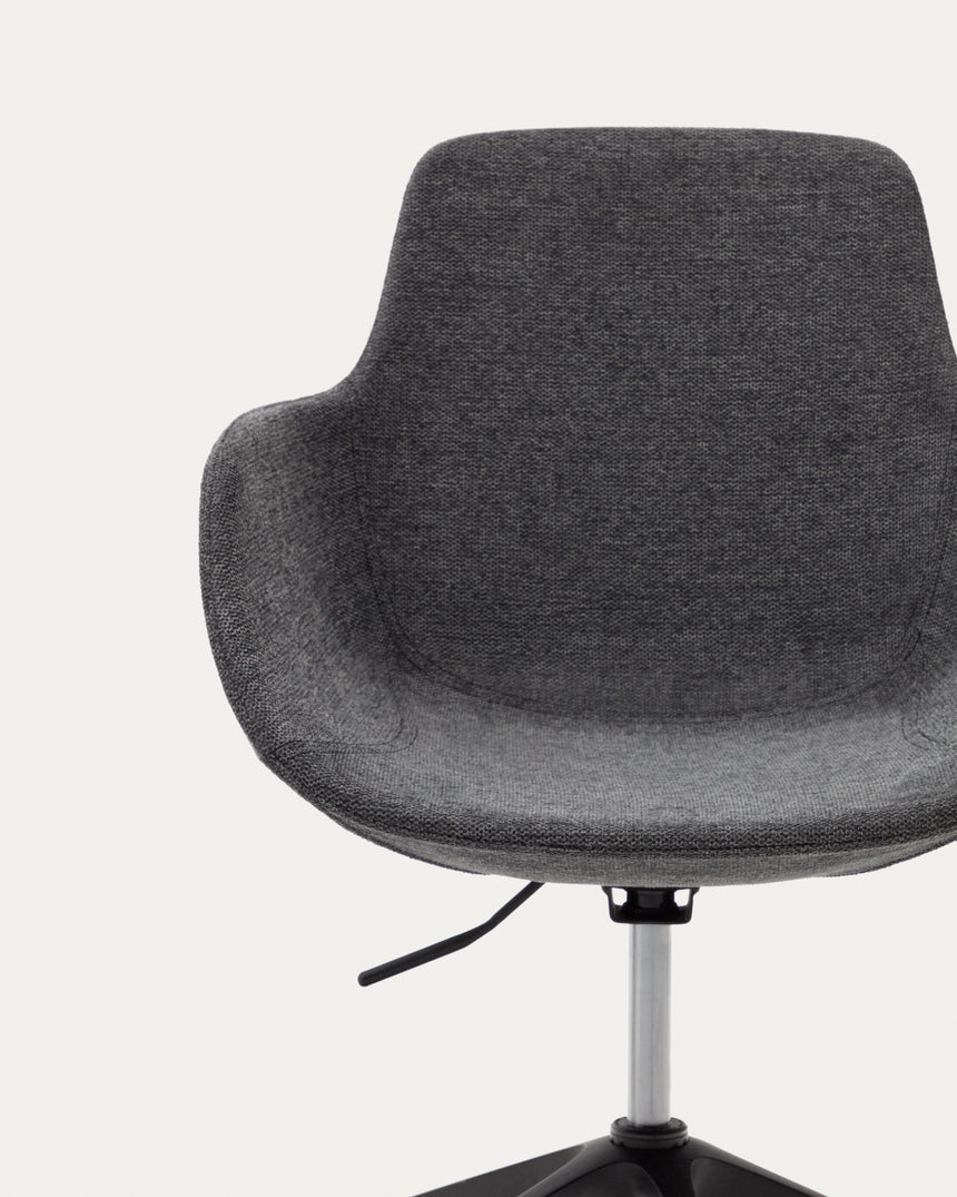 Tissiana Schreibtischstuhl Dunkelgrau und Aluminium mattschwarzer Oberfläche - ZEN ZONE Furniture