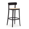 Romane Hocker aus Buchenholz mit schwarzem Finish, Eschenfurnier und Rattan Höhe 75 cm - ZEN ZONE Furniture