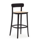 Romane Hocker aus Buchenholz mit schwarzem Finish, Eschenfurnier und Rattan Höhe 75 cm - ZEN ZONE Furniture