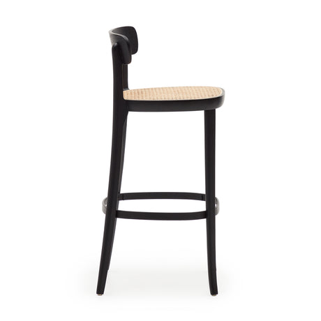Romane Hocker aus Buchenholz mit schwarzem Finish, Eschenfurnier und Rattan Höhe 75 cm - ZEN ZONE Furniture