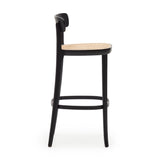 Romane Hocker aus Buchenholz mit schwarzem Finish, Eschenfurnier und Rattan Höhe 75 cm - ZEN ZONE Furniture