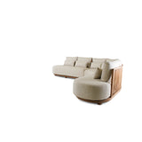 5-Sitzer-Gartensofa Pisang aus Teakholz mit cremefarbenen Kissen, 340x265x77 cm - ZEN ZONE Furniture