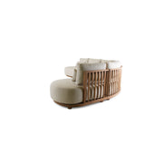 5-Sitzer-Gartensofa Pisang aus Teakholz mit cremefarbenen Kissen, 340x265x77 cm - ZEN ZONE Furniture