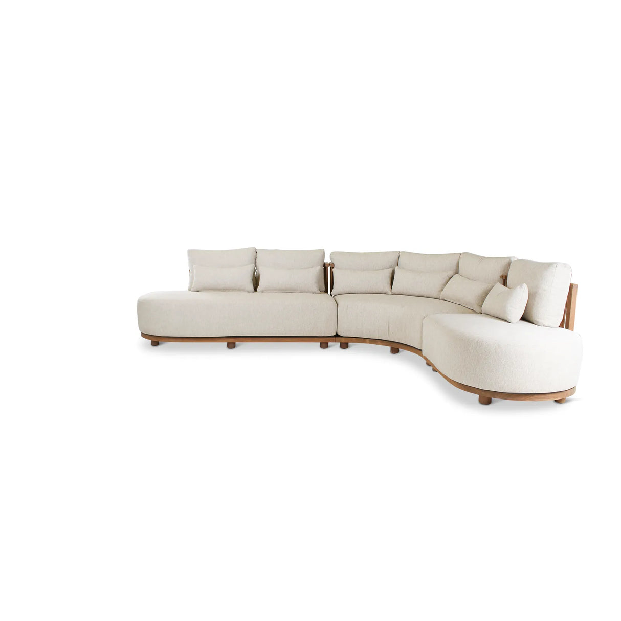 5-Sitzer-Gartensofa Pisang aus Teakholz mit cremefarbenen Kissen, 340x265x77 cm - ZEN ZONE Furniture