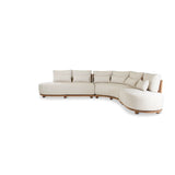 5-Sitzer-Gartensofa Pisang aus Teakholz mit cremefarbenen Kissen, 340x265x77 cm - ZEN ZONE Furniture