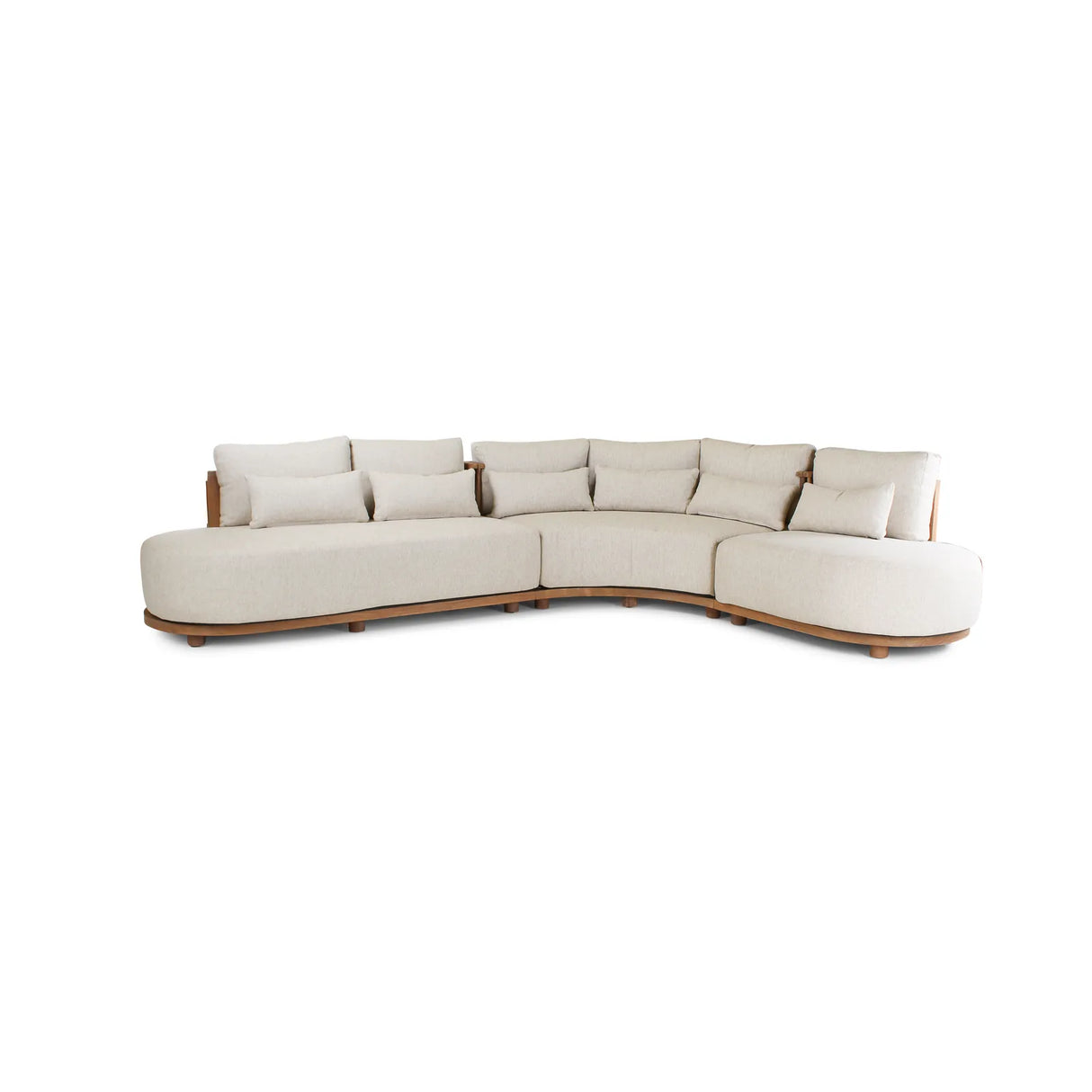 5-Sitzer-Gartensofa Pisang aus Teakholz mit cremefarbenen Kissen, 340x265x77 cm - ZEN ZONE Furniture