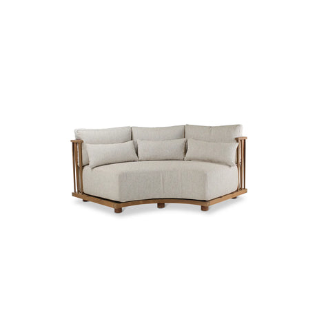 5-Sitzer-Gartensofa Pisang aus Teakholz mit cremefarbenen Kissen, 340x265x77 cm - ZEN ZONE Furniture