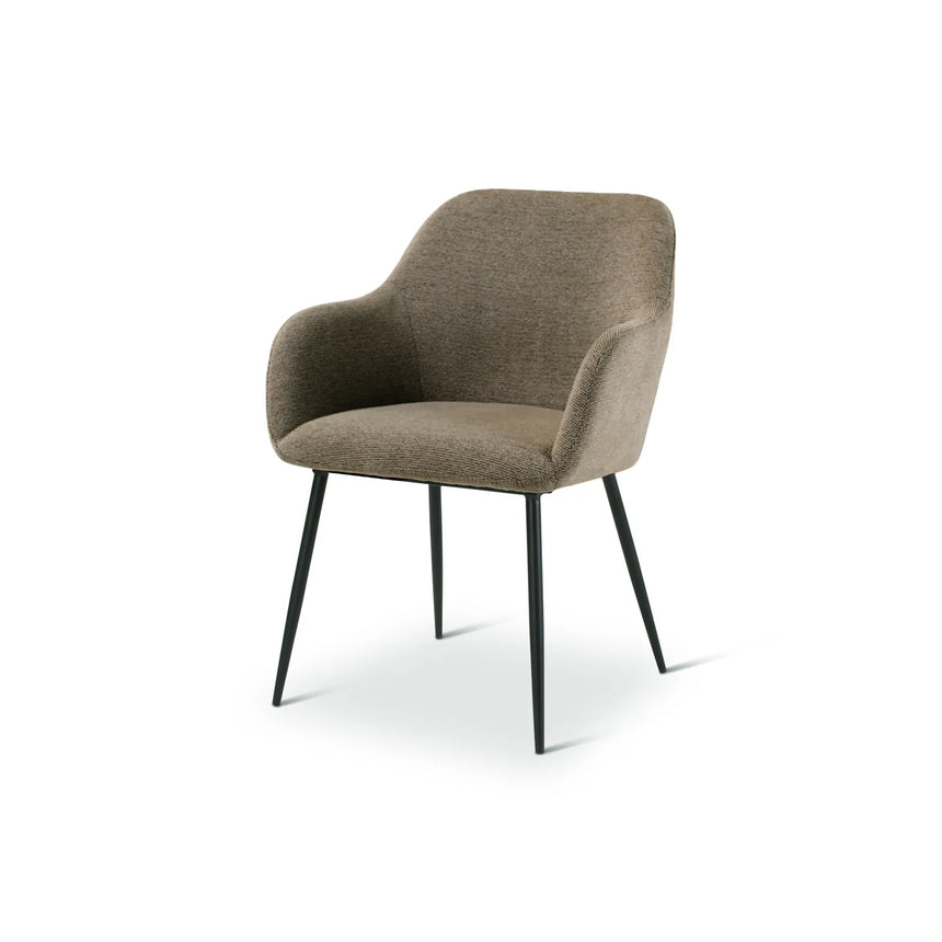 LYS Essstuhl mit Armlehnen dunkel grau, anthrazit Beine aus Metall - ZEN ZONE Furniture