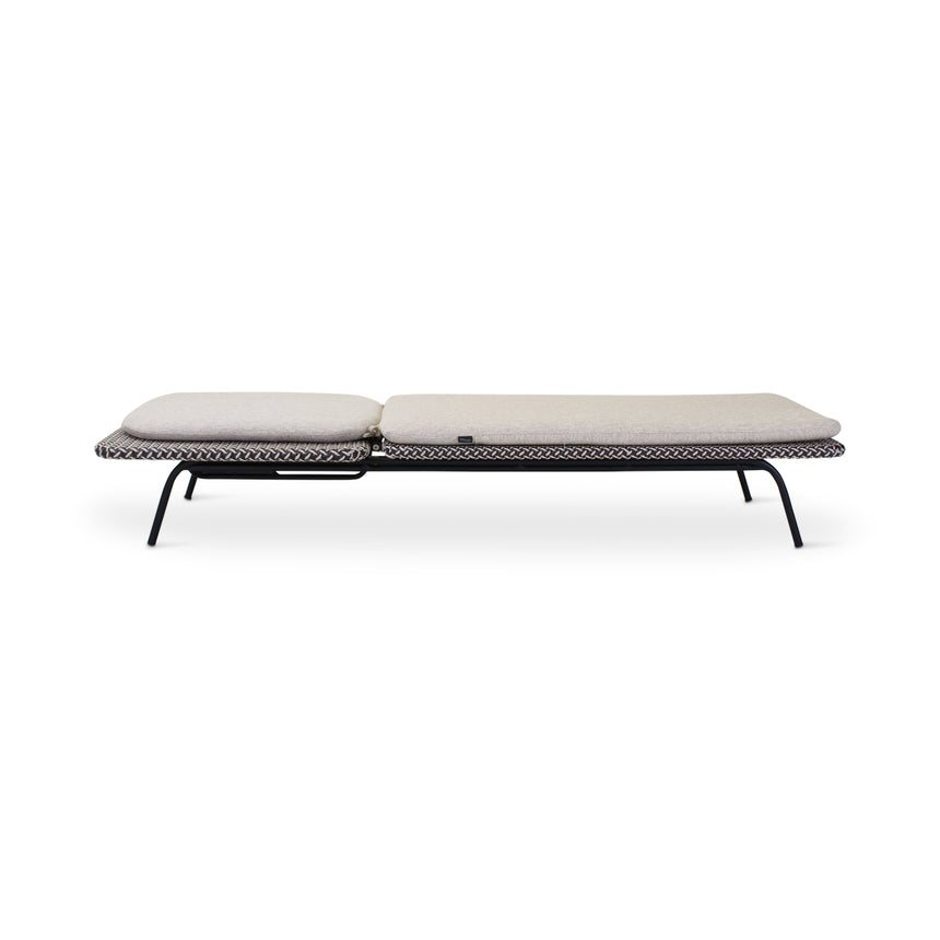 MODESTO Sonnenliege aus schwarzem Aluminium mit oyster-farbenem Geflecht - ZEN ZONE
