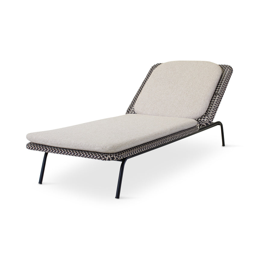 MODESTO Sonnenliege aus schwarzem Aluminium mit oyster-farbenem Geflecht - ZEN ZONE