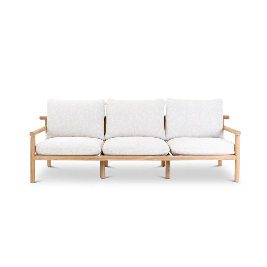 3-Sitzer Gartensofa Kuro aus Teakholz mit cremefarbenen Kissen, 226x91x64 cm - ZEN ZONE Furniture