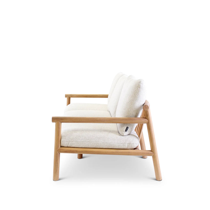 3-Sitzer Gartensofa Kuro aus Teakholz mit cremefarbenen Kissen, 226x91x64 cm - ZEN ZONE Furniture