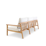 3-Sitzer Gartensofa Kuro aus Teakholz mit cremefarbenen Kissen, 226x91x64 cm - ZEN ZONE Furniture