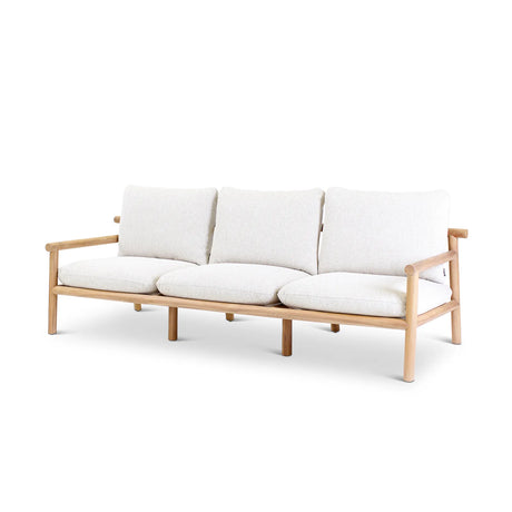 3-Sitzer Gartensofa Kuro aus Teakholz mit cremefarbenen Kissen, 226x91x64 cm - ZEN ZONE Furniture