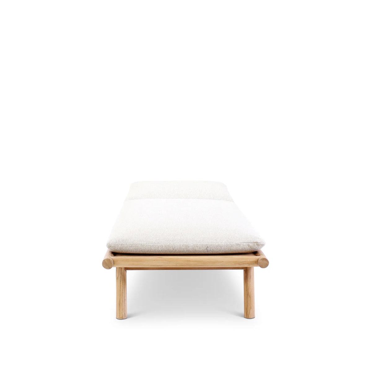 Sonnenliege Kuro aus Teakholz mit cremefarbenen Kissen aus Outdoor-Stoff, 212x75x30 cm - ZEN ZONE Furniture