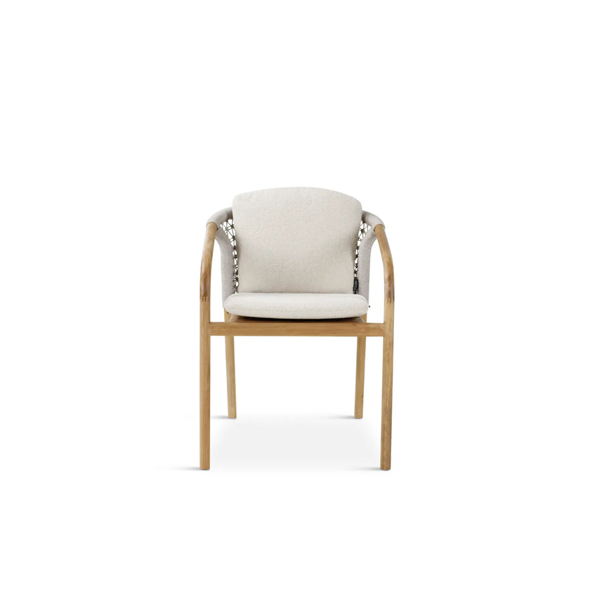 Gartenstuhl Lugano aus Teakholz mit tonfarbenen Kissen, 57x62x75 cm - ZEN ZONE Furniture
