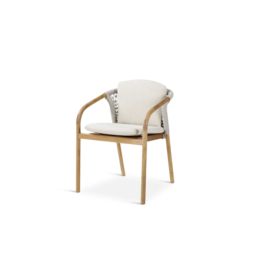 Gartenstuhl Lugano aus Teakholz mit tonfarbenen Kissen, 57x62x75 cm - ZEN ZONE Furniture