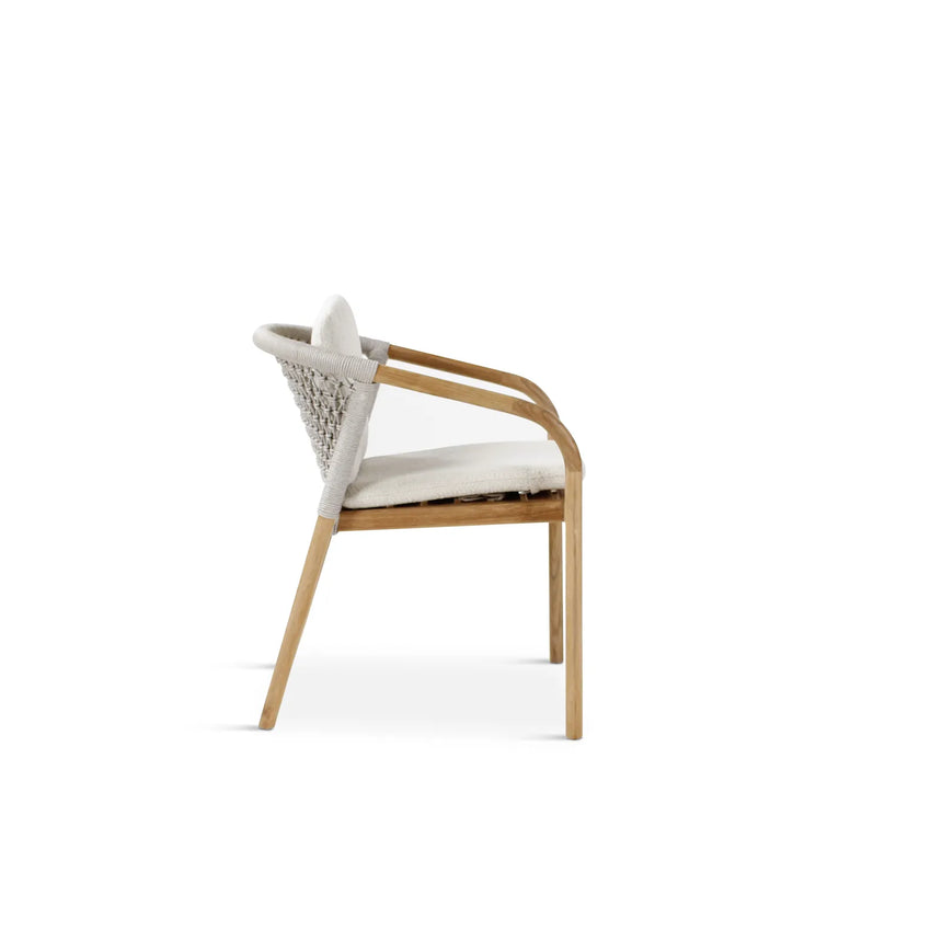 Gartenstuhl Lugano aus Teakholz mit tonfarbenen Kissen, 57x62x75 cm - ZEN ZONE Furniture