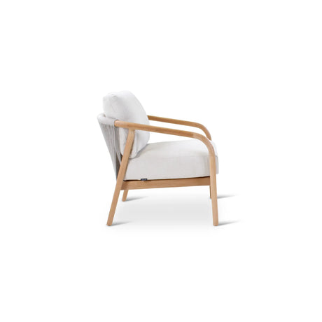 BORAS Garten Sessel aus Teak Natur und grauem Geflecht inkl. Kissen, 73×84×72 cm - ZEN ZONE Furniture