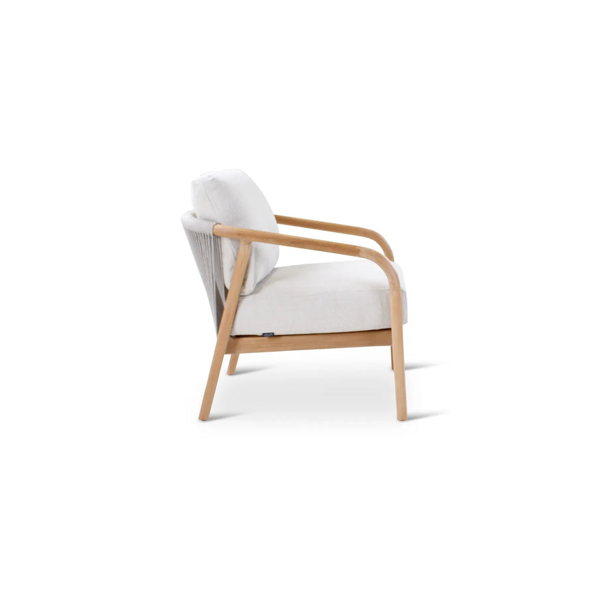 BORAS Garten Sessel aus Teak Natur und grauem Geflecht inkl. Kissen, 73×84×72 cm - ZEN ZONE Furniture