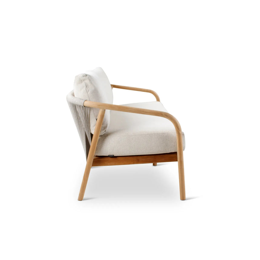 2,5-Sitzer-Gartenbank Boras aus Teakholz mit tonfarbenen Kissen aus Outdoor-Stoff, 190x84x72 cm - ZEN ZONE Furniture