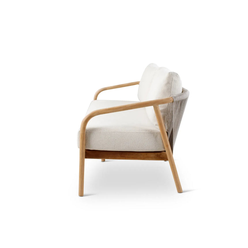 2,5-Sitzer-Gartenbank Boras aus Teakholz mit tonfarbenen Kissen aus Outdoor-Stoff, 190x84x72 cm - ZEN ZONE Furniture