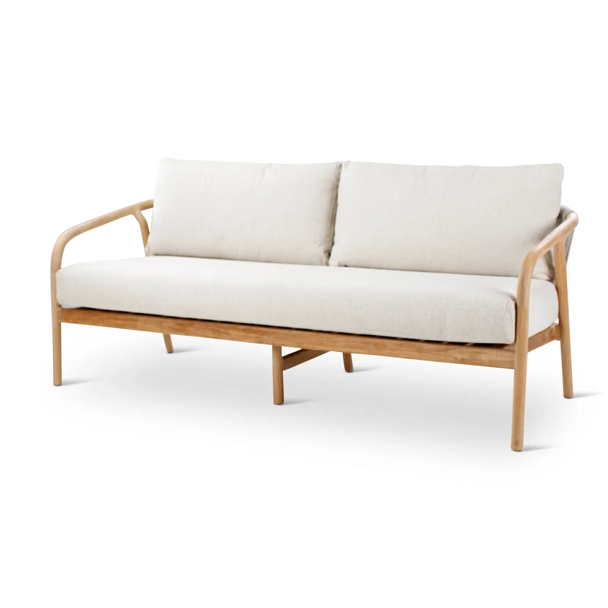 2,5-Sitzer-Gartenbank Boras aus Teakholz mit tonfarbenen Kissen aus Outdoor-Stoff, 190x84x72 cm - ZEN ZONE Furniture
