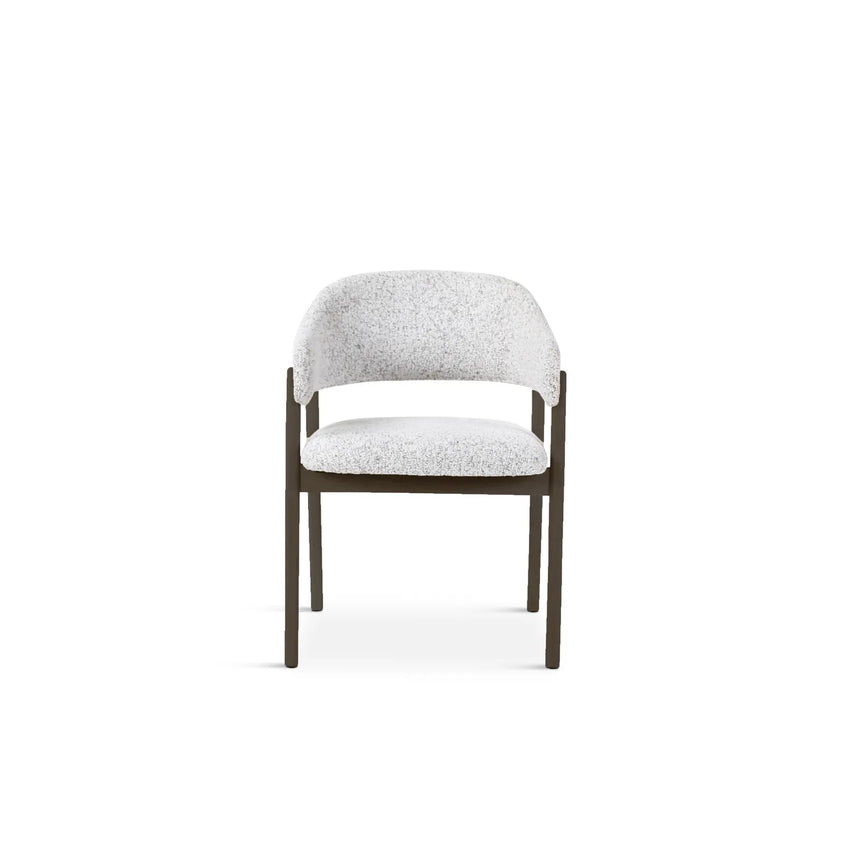 CONOR Essstuhl mit Armlehnen stone, Beine aus Holz dunkel braun - ZEN ZONE Furniture