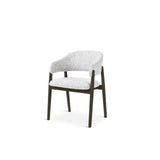 CONOR Essstuhl mit Armlehnen stone, Beine aus Holz dunkel braun