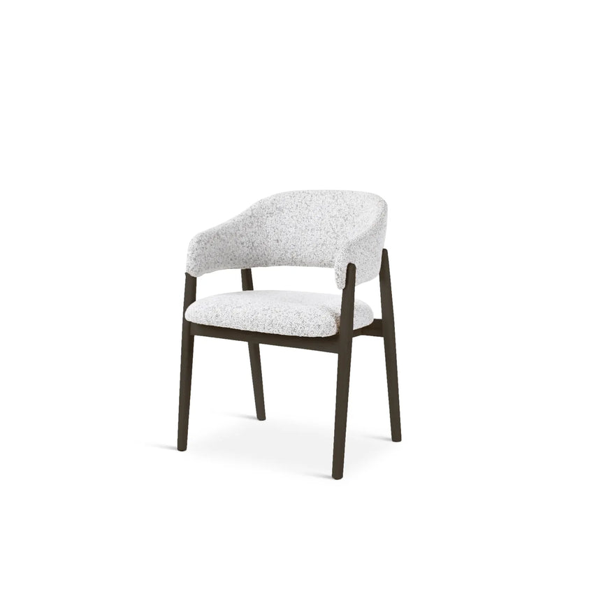 CONOR Essstuhl mit Armlehnen stone, Beine aus Holz dunkel braun - ZEN ZONE Furniture