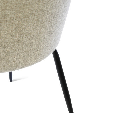 Essstuhl YALO mit Armlehnen in Natur, schwarze Metallbeine - ZEN ZONE Furniture