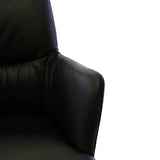 BOSTON Essstuhl aus schwarzem Leder, drehbar, mit schwarzen Metallbeinen - ZEN ZONE Furniture