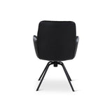 BOSTON Essstuhl aus schwarzem Leder, drehbar, mit schwarzen Metallbeinen - ZEN ZONE Furniture