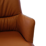 BOSTON Essstuhl aus cognacfarbenem Leder, drehbar, mit schwarzen Metallbeinen - ZEN ZONE Furniture