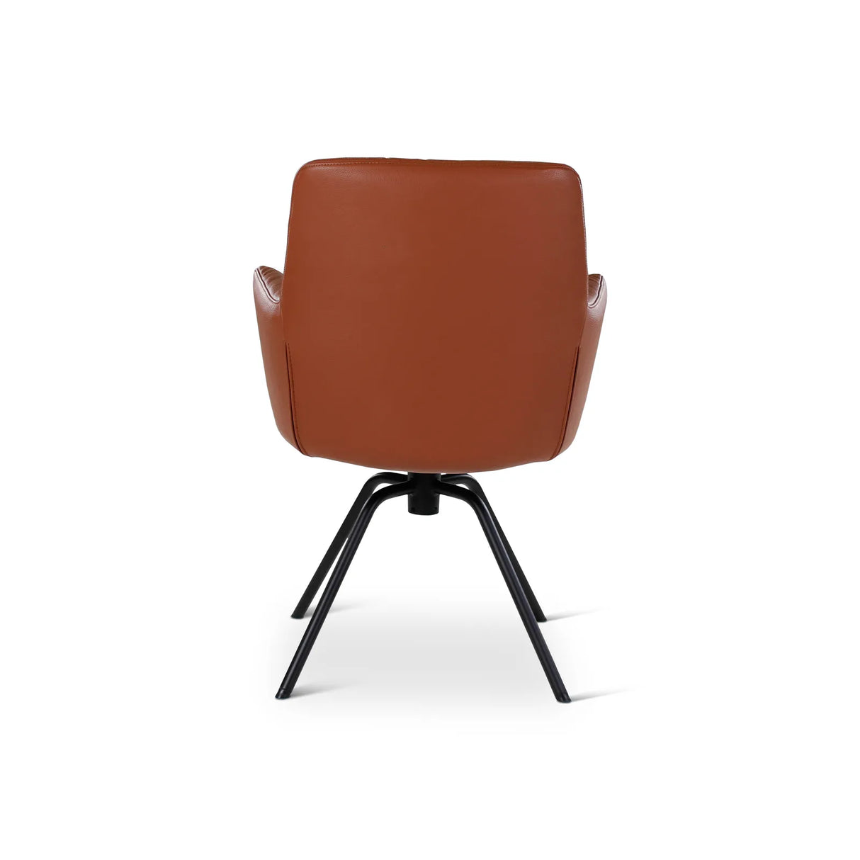 BOSTON Essstuhl aus cognacfarbenem Leder, drehbar, mit schwarzen Metallbeinen - ZEN ZONE Furniture