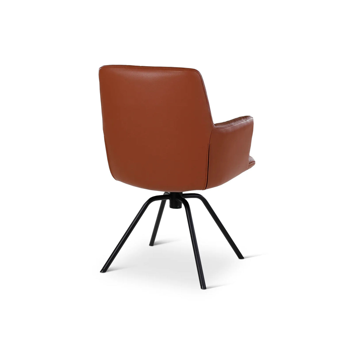 BOSTON Essstuhl aus cognacfarbenem Leder, drehbar, mit schwarzen Metallbeinen - ZEN ZONE Furniture