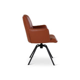BOSTON Essstuhl aus cognacfarbenem Leder, drehbar, mit schwarzen Metallbeinen - ZEN ZONE Furniture