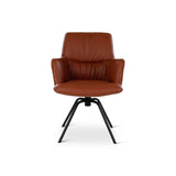 BOSTON Essstuhl aus cognacfarbenem Leder, drehbar, mit schwarzen Metallbeinen - ZEN ZONE Furniture