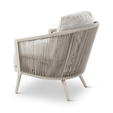 Gartensessel Mikos aus Aluminium mit steinfarbenen Kissen aus Outdoor-Stoff, 73x81x78 cm - ZEN ZONE Furniture