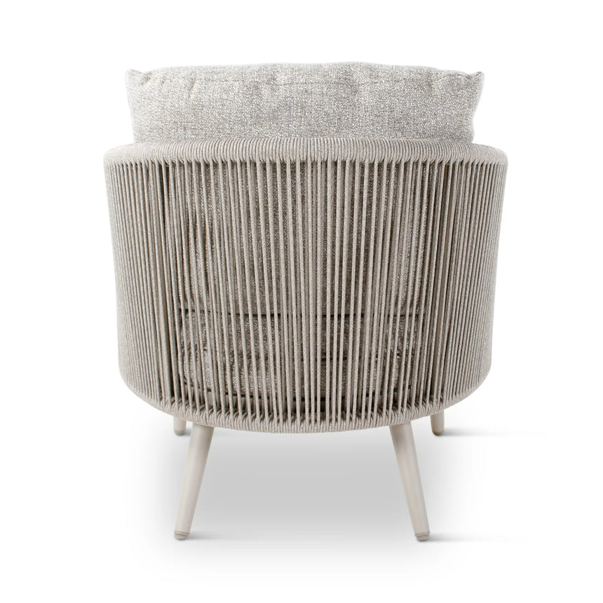 Gartensessel Mikos aus Aluminium mit steinfarbenen Kissen aus Outdoor-Stoff, 73x81x78 cm - ZEN ZONE Furniture